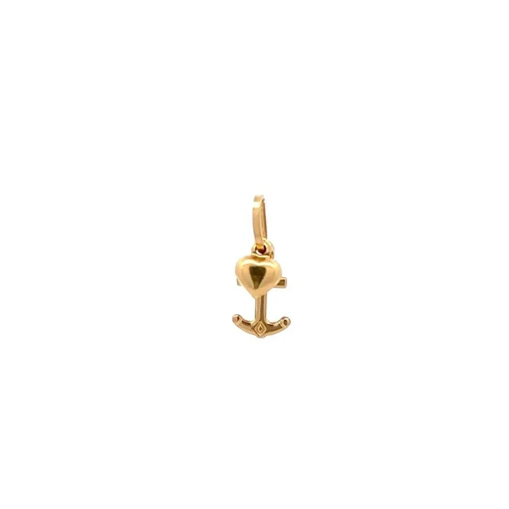 18K Gold Pendant Charm Heart Anchor Cross Small - Picture 3 of 10